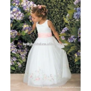 Jolie blanche avec fauteuils roses Flowergirl Robes filles 1009